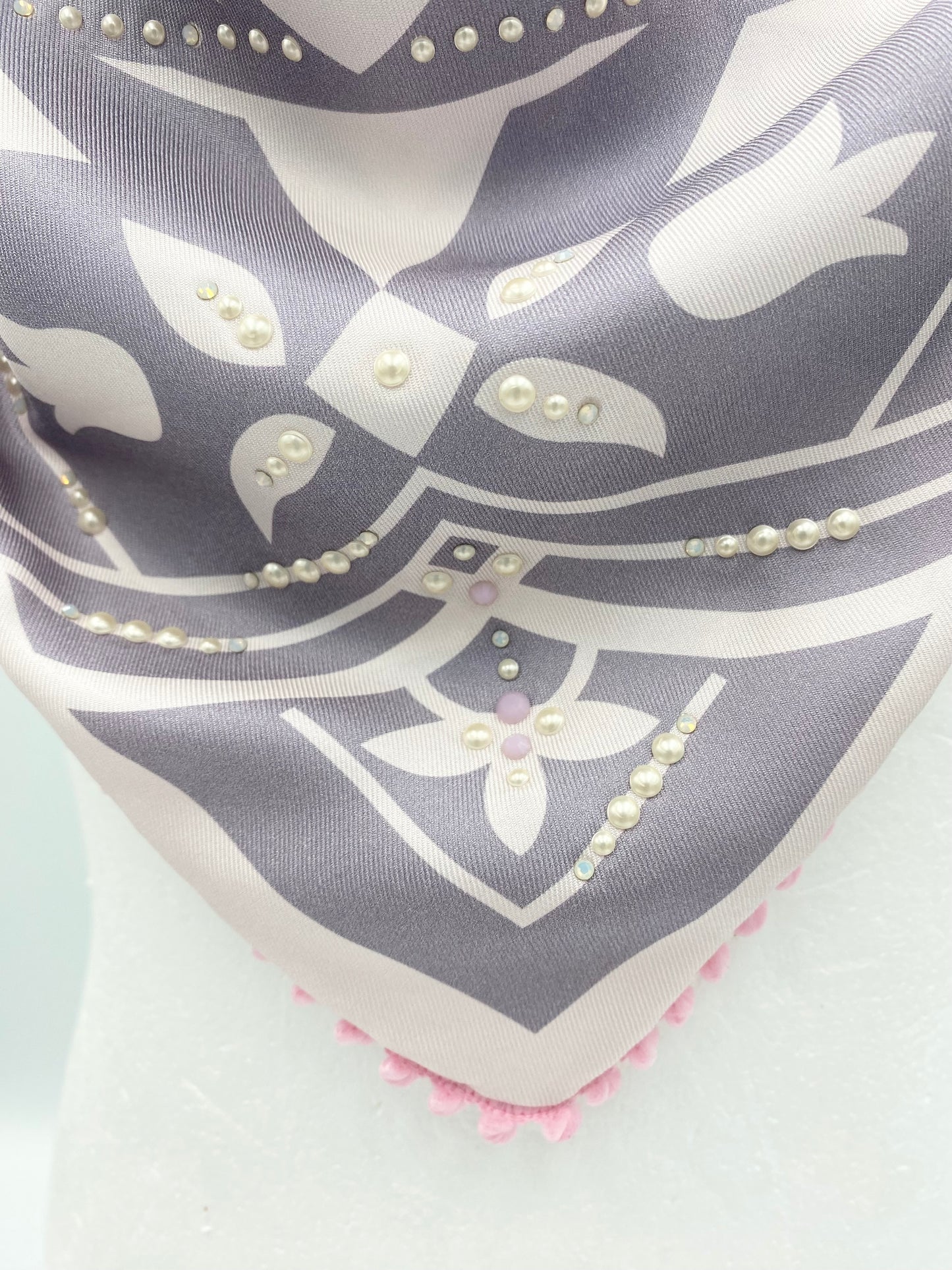 Foulard en soie gris/rose