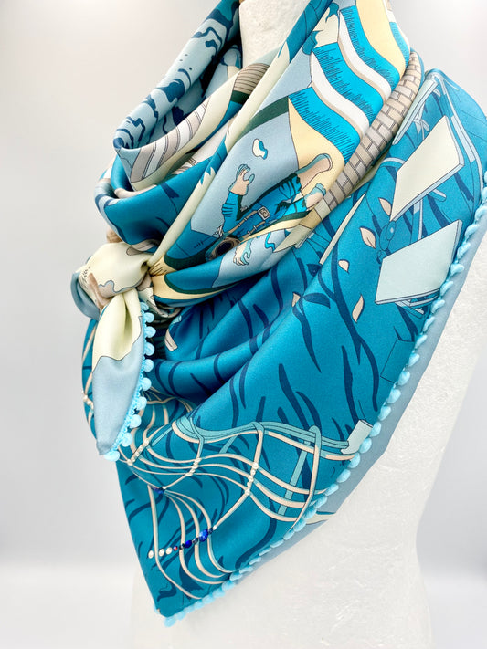 Foulard en soie bleu canard /01