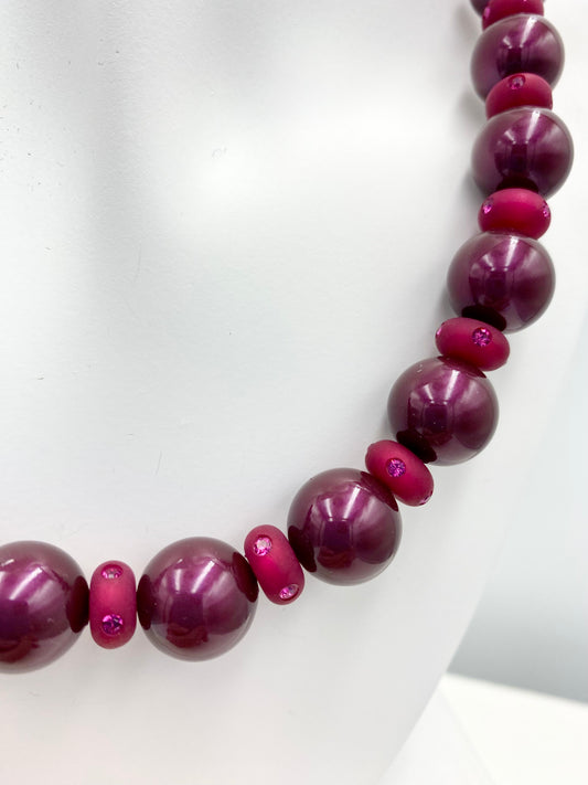Collier « bordeaux /fuchsia »