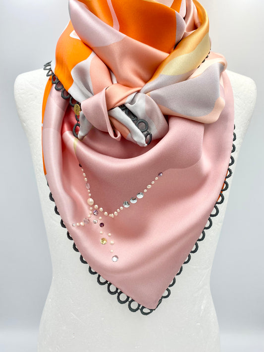 Foulard en soie rose/01