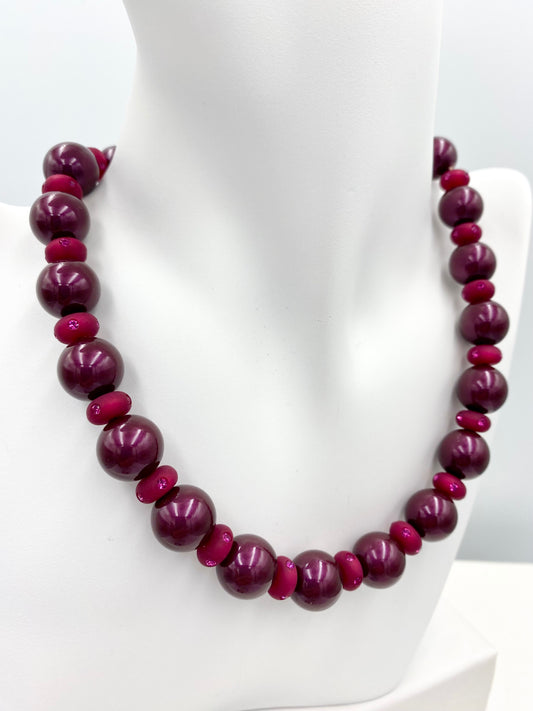 Collier « bordeaux /fuchsia »
