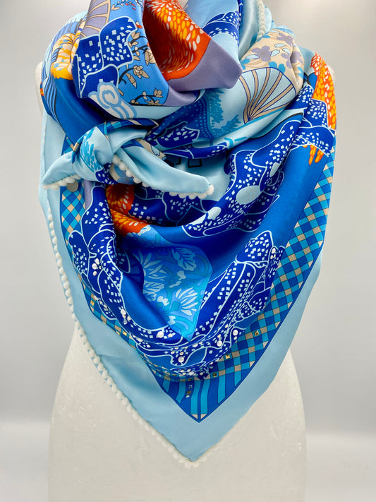 Foulard en soie bleu vif/01