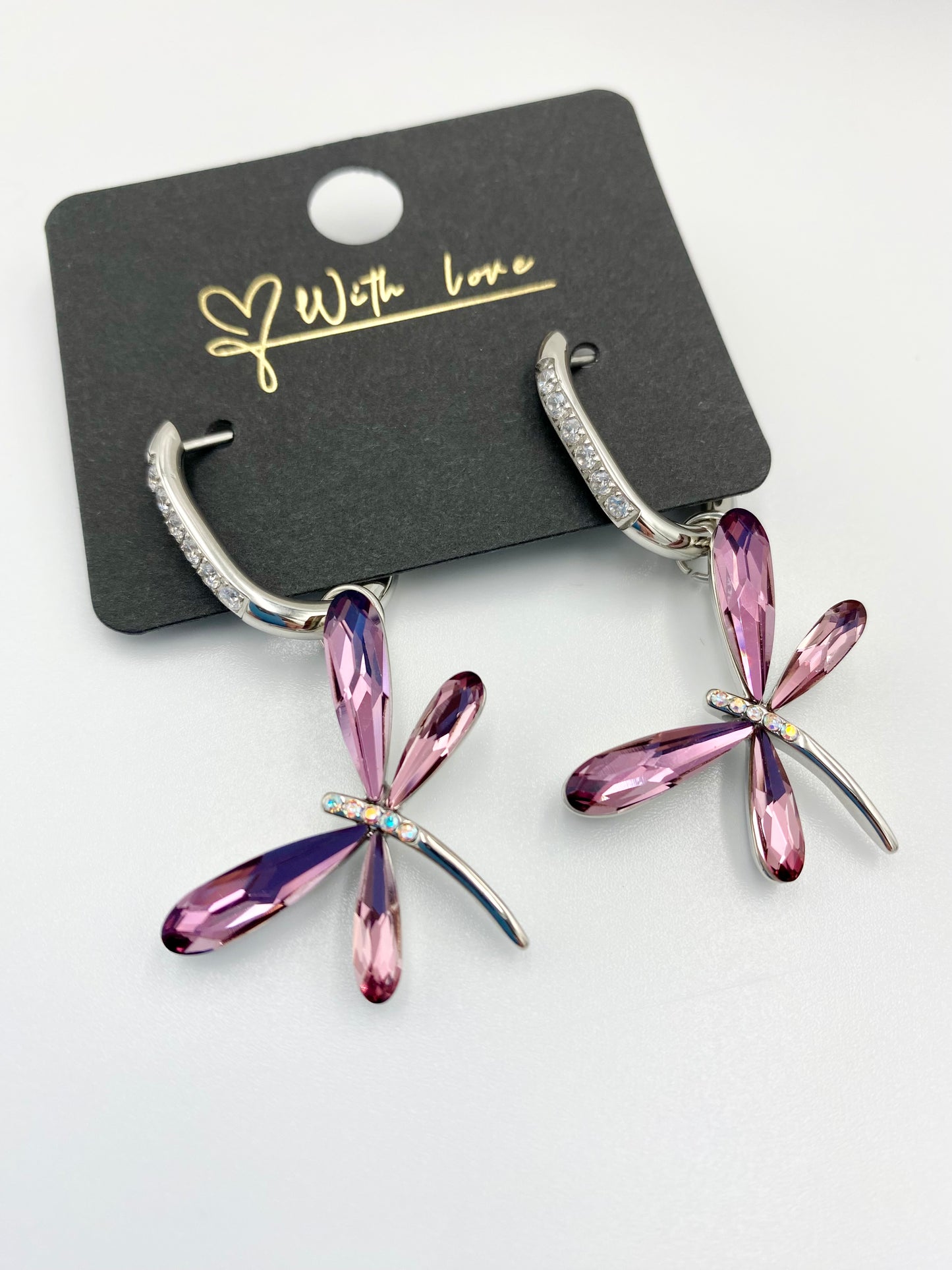 BO « libellule cristal vieux rose »