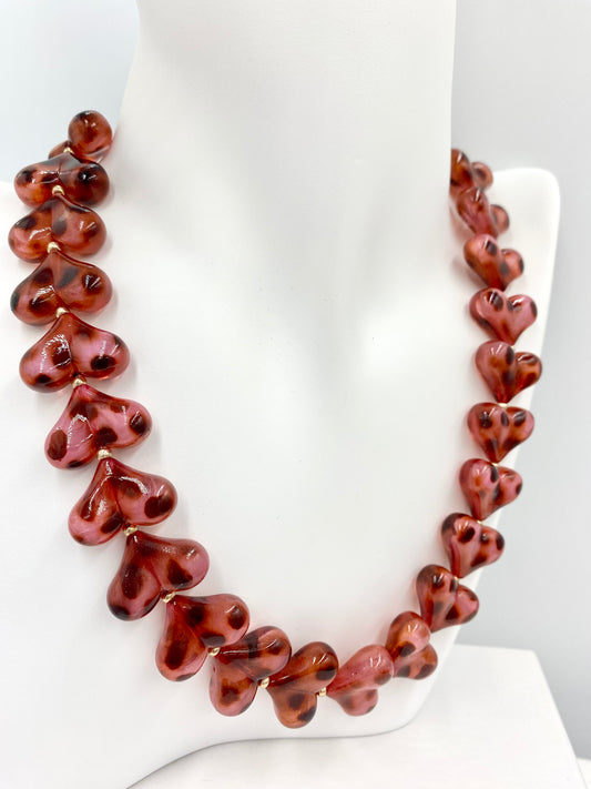 Collier « cœur Léopard rosé »