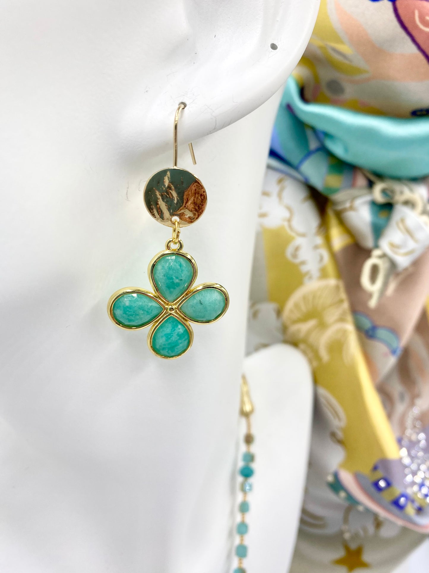 Collier libellule or/turquoise