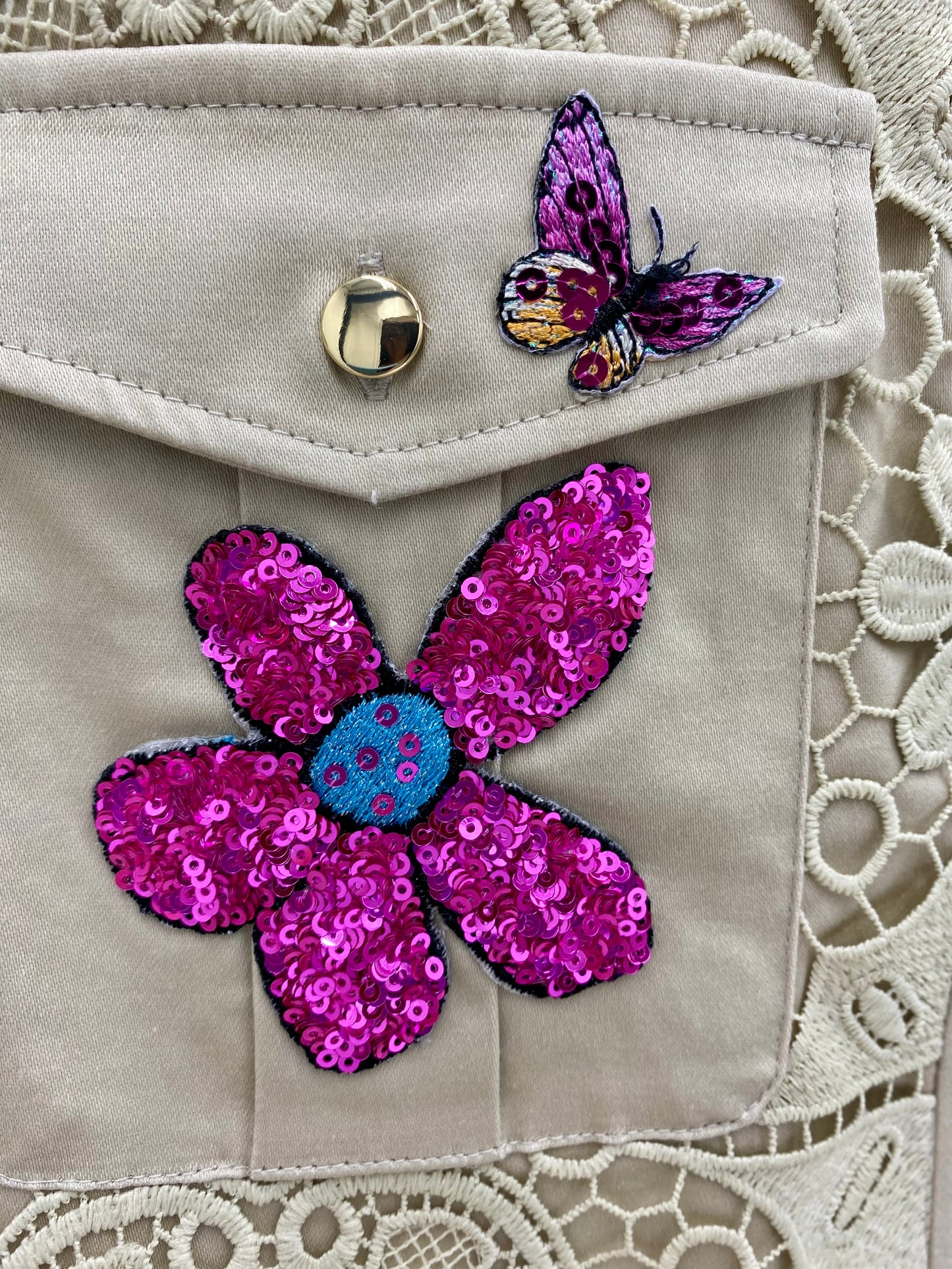 Veste papillons /tulipes