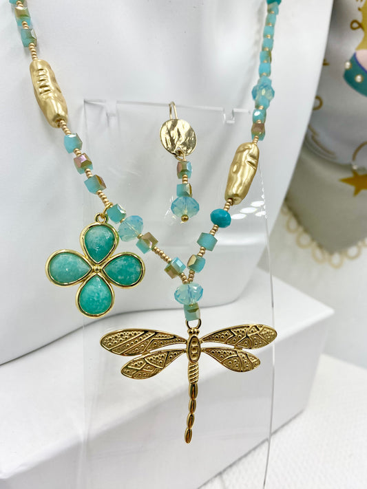 BO fleur turquoise