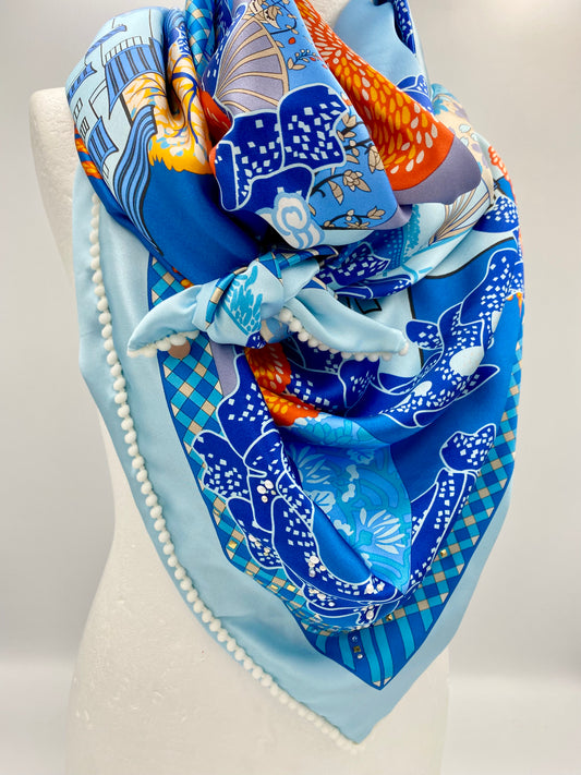 Foulard en soie bleu vif/01
